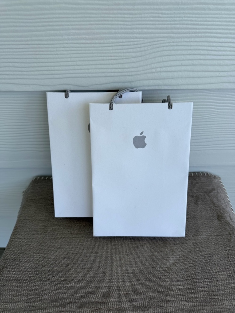 Apple White Gift Bags with Silver Logo